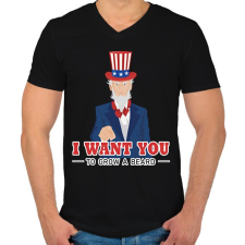 PRINTFASHION I want you to grow a beard - Férfi V-nyakú póló - Fekete férfi póló