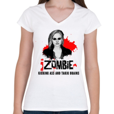 PRINTFASHION I ZOMBIE - Női V-nyakú póló - Fehér