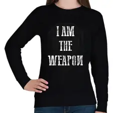 PRINTFASHION IAM THE WEAPON - Női pulóver - Fekete női pulóver, kardigán