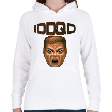 PRINTFASHION IDDQD - Női kapucnis pulóver - Fehér