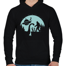 PRINTFASHION Idegenek találkozója - Férfi kapucnis pulóver - Fekete női pulóver, kardigán