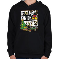 PRINTFASHION Idén nem kaptok szart se - Gyerek kapucnis pulóver - Fekete