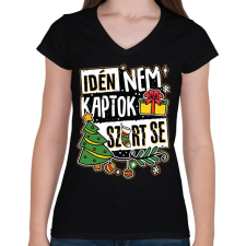 PRINTFASHION Idén nem kaptok szart se - Női V-nyakú póló - Fekete női póló