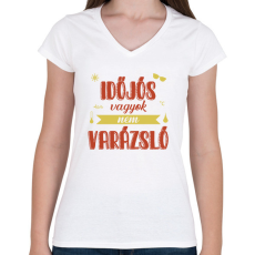 PRINTFASHION Időjós vagyok - Női V-nyakú póló - Fehér