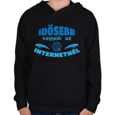 PRINTFASHION Idősebb vagyok - Gyerek kapucnis pulóver - Fekete