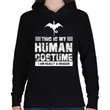 PRINTFASHION Igazából egy sárkány vagyok - Női kapucnis pulóver - Fekete női pulóver, kardigán