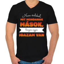 PRINTFASHION Igazam van - Férfi V-nyakú póló - Fekete férfi póló