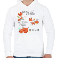 PRINTFASHION Igazi barát - Férfi kapucnis pulóver - Fehér férfi pulóver, kardigán