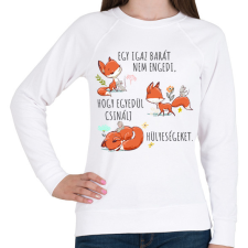 PRINTFASHION Igazi barát - Női pulóver - Fehér női pulóver, kardigán
