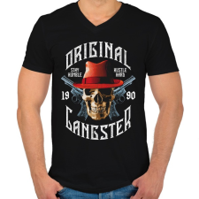 PRINTFASHION Igazi gengszter 1990 - Férfi V-nyakú póló - Fekete férfi póló
