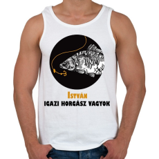 PRINTFASHION Igazi horgász vagyok - Névvel - Férfi atléta - Fehér