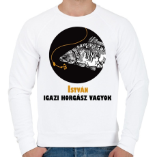 PRINTFASHION Igazi horgász vagyok - Névvel - Férfi pulóver - Fehér