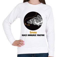 PRINTFASHION Igazi horgász vagyok - Névvel - Női pulóver - Fehér