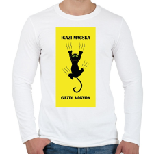 PRINTFASHION Igazi macska gazdi vagyok - Férfi hosszú ujjú póló - Fehér férfi póló