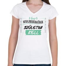 PRINTFASHION Igazi sorozatfüggő - Női V-nyakú póló - Fehér női póló