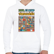 PRINTFASHION Igen, ez mind társasjáték - Férfi kapucnis pulóver - Fehér