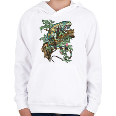 PRINTFASHION iguana - Gyerek kapucnis pulóver - Fehér