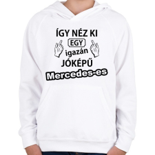 PRINTFASHION Így néz ki egy igazán jóképű Mercedeses - Gyerek kapucnis pulóver - Fehér gyerek pulóver, kardigán