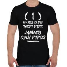PRINTFASHION Így néz ki egy tökéletes januári születésű - Férfi póló - Fekete