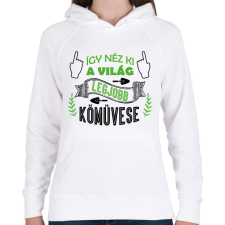 PRINTFASHION Így néz ki - Kőműves - Női kapucnis pulóver - Fehér női pulóver, kardigán