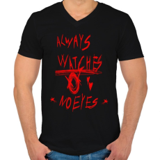 PRINTFASHION ijesztő felirat3 - Férfi V-nyakú póló - Fekete