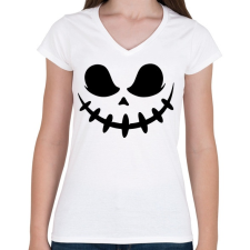PRINTFASHION Ijesztő halloween fej - Női V-nyakú póló - Fehér női póló