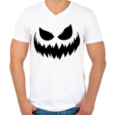 PRINTFASHION Ijesztő halloween tökfej 3 - Férfi V-nyakú póló - Fehér