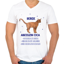 PRINTFASHION Ikrek - Abesszin cica - Férfi V-nyakú póló - Fehér férfi póló