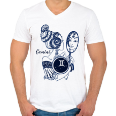 PRINTFASHION ikrek - Férfi V-nyakú póló - Fehér