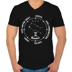 PRINTFASHION Ikrek tulajdonságok - Férfi V-nyakú póló - Fekete