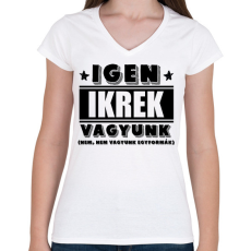 PRINTFASHION Ikrek vagyunk (fekete) - Női V-nyakú póló - Fehér