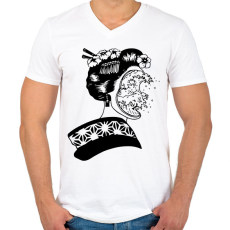 PRINTFASHION Illúzió - Férfi V-nyakú póló - Fehér