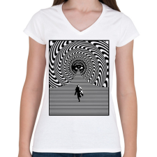 PRINTFASHION Illúzió - Női V-nyakú póló - Fehér női póló