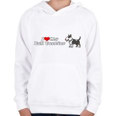 PRINTFASHION ilove my bull terrier - Gyerek kapucnis pulóver - Fehér