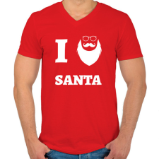 PRINTFASHION ilovesanta - Férfi V-nyakú póló - Piros férfi póló