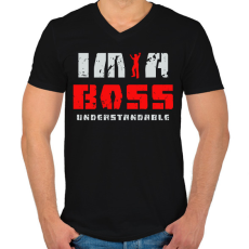 PRINTFASHION IM A BOSS - Férfi V-nyakú póló - Fekete