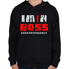 PRINTFASHION IM A BOSS - Gyerek kapucnis pulóver - Fekete gyerek pulóver, kardigán