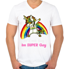 PRINTFASHION im'a not gay - Férfi V-nyakú póló - Fehér férfi póló