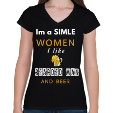 PRINTFASHION im a simple women - Női V-nyakú póló - Fekete