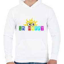 PRINTFASHION im happy - Férfi kapucnis pulóver - Fehér férfi pulóver, kardigán