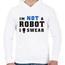 PRINTFASHION im not a robot - Férfi kapucnis pulóver - Fehér férfi pulóver, kardigán