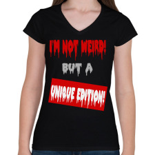 PRINTFASHION IM NOT WEIRD - Női V-nyakú póló - Fekete női póló