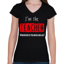 PRINTFASHION im the teacher - Női V-nyakú póló - Fekete női póló