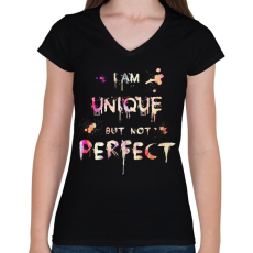 PRINTFASHION IM UNIQUE - Női V-nyakú póló - Fekete