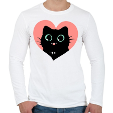 PRINTFASHION Imádom a fekete cicákat - Férfi hosszú ujjú póló - Fehér férfi póló