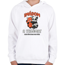 PRINTFASHION Imádom a tesómat... - Gyerek kapucnis pulóver - Fehér gyerek pulóver, kardigán