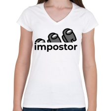 PRINTFASHION Impostor - Among us - Női V-nyakú póló - Fehér női póló