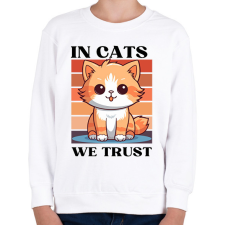 PRINTFASHION In Cats We Trust - Gyerek pulóver - Fehér gyerek pulóver, kardigán