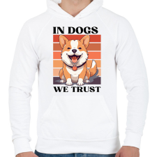 PRINTFASHION In Dogs We Trust - Férfi kapucnis pulóver - Fehér férfi pulóver, kardigán