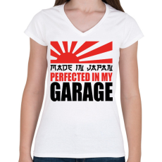 PRINTFASHION In my garage - Drift car - Női V-nyakú póló - Fehér